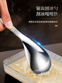 Manual Ice Shaver for Home Use, Mini Shaved Ice Machine, Commercial Ice Crusher with Spoon