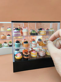 Miniature Dollhouse Display Cabinet with Dessert Accessories