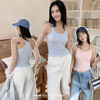 Airy Racerback Halter Camisole with Built-in Bra Pads, Breathable & Versatile Top