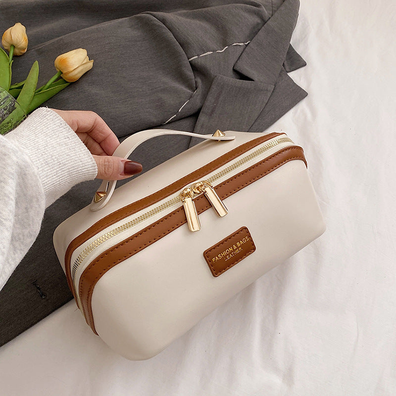 Fashion PU Leather Cosmetic Bag Portable Travel Makeup Organizer Large Capacity Toiletry Pouch for Women