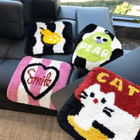 Cartoon Flocking Tufted Seat Cushion for Office, Students, Dining Chairs - Non-Slip Plush Pad