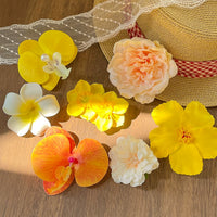 Flower Hair Clips for Women, Side Bangs Duckbill Clips, Cute Plumeria Hair Accessories for Travel & Beach