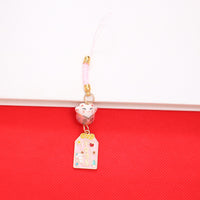 Japanese Style Ceramic Lucky Cat Keychain Charm for Bags and Phones
