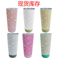 20oz Rhinestone Bluetooth Speaker Stainless Steel Insulated Tumbler with Handle, Double-Wall Vacuum Car Cup