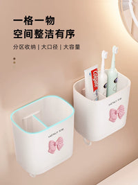 Wall-Mounted Comb Toothbrush Holder for Bathroom Storage, No-Drill Organizer