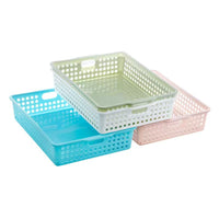 Desktop File Storage Basket Plastic A4 Document Organizer Bin for Office and Home