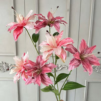 3-Head Vintage Oil Painting Lily Artificial Flowers for Wedding & Home Decor
