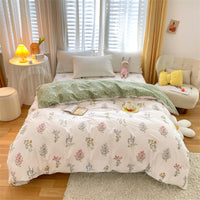 100% Cotton Duvet Cover, 40-Thread Count, Floral Print, Soft Breathable Bedding for Dorms and Guest Houses