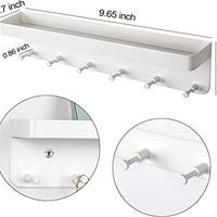 Wall Mounted Key Holder with Mail Organizer and 6 Hooks, Metal Key Rack with Tray for Office and Home