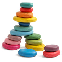 Wooden Rainbow Stacking Stones Educational Toy for Kids