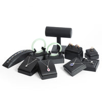 Luxury Black Brushed PU Jewelry Display Stands for Rings, Pendants, and Necklaces