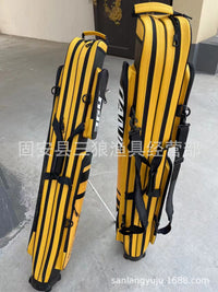Fishing Rod Bag Double Layer with Stand Large Capacity PU Waterproof Hard Shell