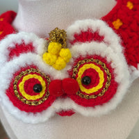 Pet Chinese New Year Red Knitted Scarf Collar with Bow for Cats and Dogs