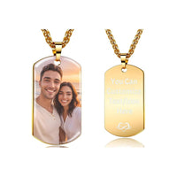 Customizable Stainless Steel Dog Tag Photo Pendant Necklace for Men and Women