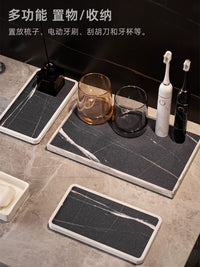 Diatomaceous Earth Absorbent Tray for Bathroom Countertop Storage and Drainage