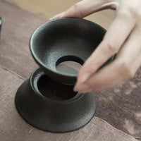 Creative Black Pottery Tea Infuser Set with Stainless Steel Filter Screen for Kung Fu Tea Ceremony