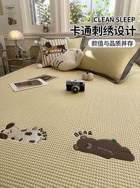 Waffle Weave Ice Bean Cooling Mat Bedding Set with Pillowcases for Summer