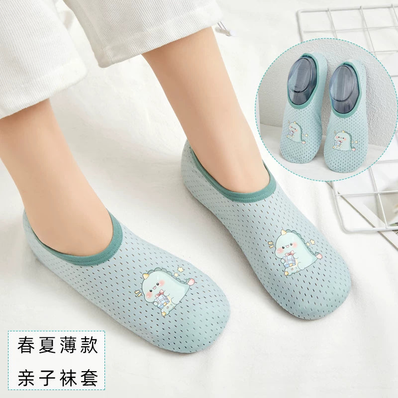 Unisex Anti-Slip Indoor Floor Socks for Adults and Kids, Breathable Thin Spring/Summer Home Slipper Socks