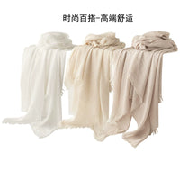 100% Cashmere Ring Spun Scarf for Women, Lightweight Summer Shawl, Spring/Autumn Versatile Sun Protection, Air Conditioning Room Silk Scarf