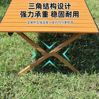 Portable Outdoor Folding Camping Table with Wooden Grain Top for BBQ, Picnic, and Market Stalls