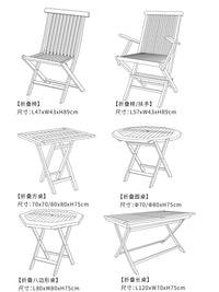 Outdoor Teak Folding Table for Patio Garden Balcony