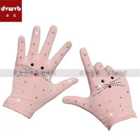 Shy Miss Figure Skating Gloves with Rhinestones and Plush Lining
