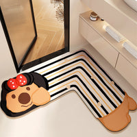 L-Shaped Diatomaceous Earth Bathroom Mat with Non-Slip Rubber Backing, Super Absorbent Quick Dry Floor Mat for Toilet and Entryway