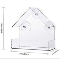Acrylic House-Shaped Transparent Window Bird Feeder for Balcony