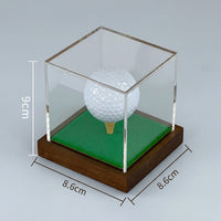 Golf Ball Acrylic Display Case with Wooden Base, Single Ball Dustproof Collector's Box