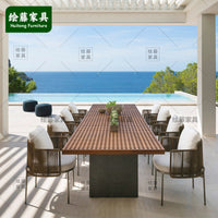Nordic Outdoor Rattan Woven Dining Chair and Table Set for Garden Patio
