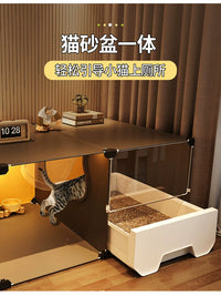 Indoor Cat Cage with Litter Box, Multi-level Cat Condo for Small Cats