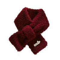 Plush Cross Scarf with Letter Patch for Winter Warmth