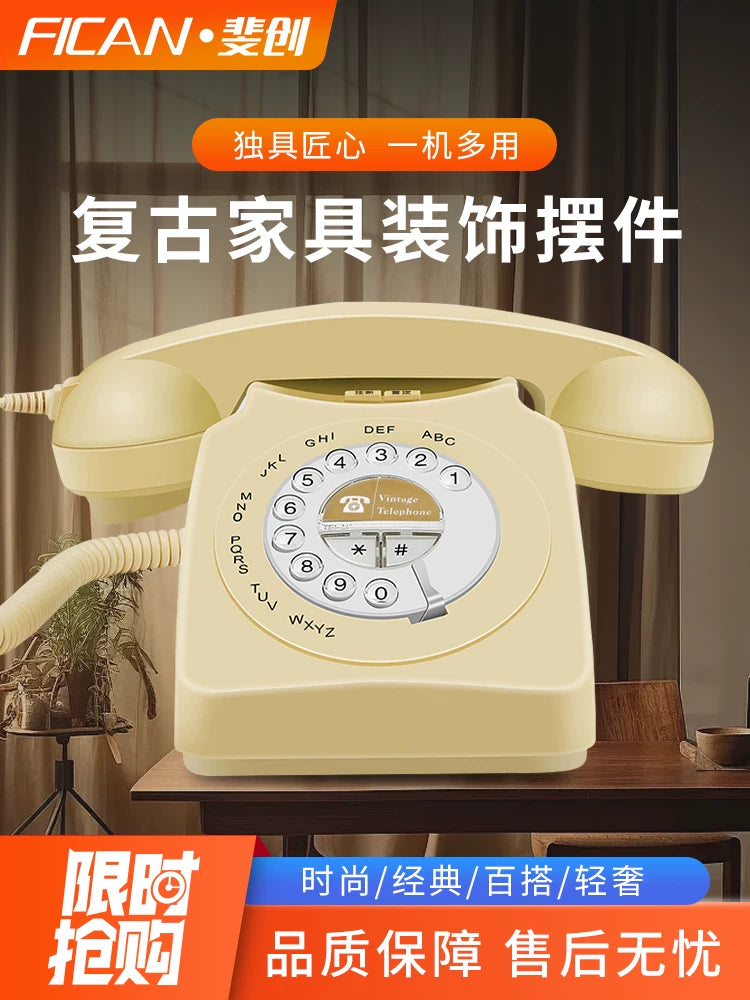Vintage Rotary Telephone Model Ornament for Home Decor, Shop Display, Photography Prop