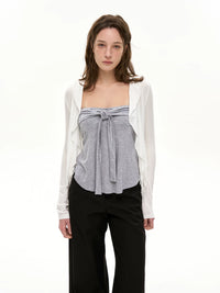 HEYABC Ruffle Cardigan and Bandeau Top Set for Women, Long Sleeve, Cool Touch, Versatile
