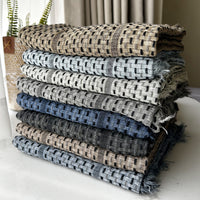 2025 New Japanese Style Waffle Knit Scarf for Women, Luxury Black and Gray Shawl
