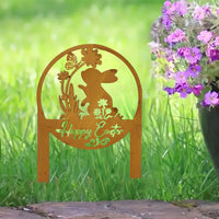 Easter Rusty Rabbit Garden Stakes and Yard Decor