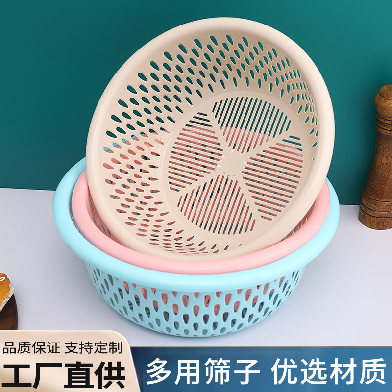 Thickened Plastic Strainer Basket for Washing Vegetables and Fruits, Durable Kitchen Drainer