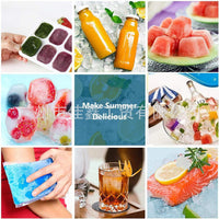 8-Grid Ice Cube Tray with Lid and Tongs Set