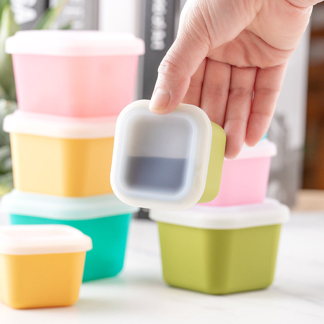 Silicone Baby Food Storage Container with Lid, 80ml/180ml Passion Fruit Shaped Ice Cube Tray, Freezer Safe