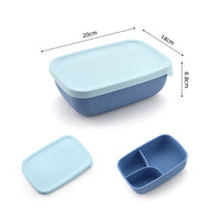 Silicone Divided Lunch Box with Lid, Microwave Safe Food Storage Container for Students and Office Workers