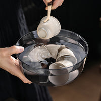 Heat-Resistant Resin Teapot & Cup Washing Basin for Home Use - Clear Round Tea Ceremony Accessory
