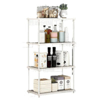 Multi-layer Floor Storage Rack with Hooks for Bathroom, Kitchen, and Home Organization