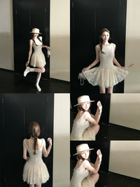 Skk Store Pear Blossom Dream Heavy Embroidered Lace Sleeveless Dress