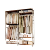 Freestanding Carbon Steel Garment Rack with Adjustable Shelves for Bedroom and Wardrobe
