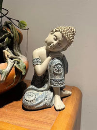 25cm Zen Meditating Sleeping Buddha Statue for Garden Patio Teahouse Study Outdoor Decor
