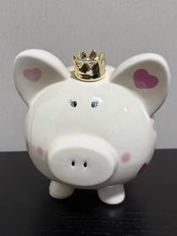 Ceramic Crown Piggy Bank for Kids and Adults