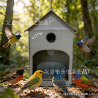 Vintage Iron Birdhouse Wall-Mounted Planter & Wild Bird Feeder
