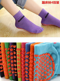Non-Slip High-Waist Trampoline & Yoga Socks with Silicone Grips for Kids & Adults