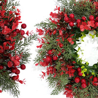Artificial Berry & Pine Leaf Wreath for Christmas & Halloween Decor