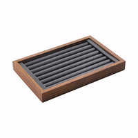 Walnut Wood Velvet Jewelry Display Tray for Rings Necklaces Earrings Bracelets, Large Capacity Organizer for Store Counter